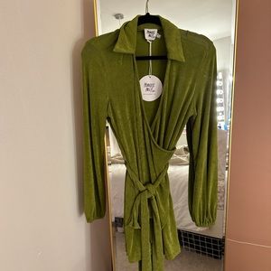 Princess Polly green wrap long sleeve dress